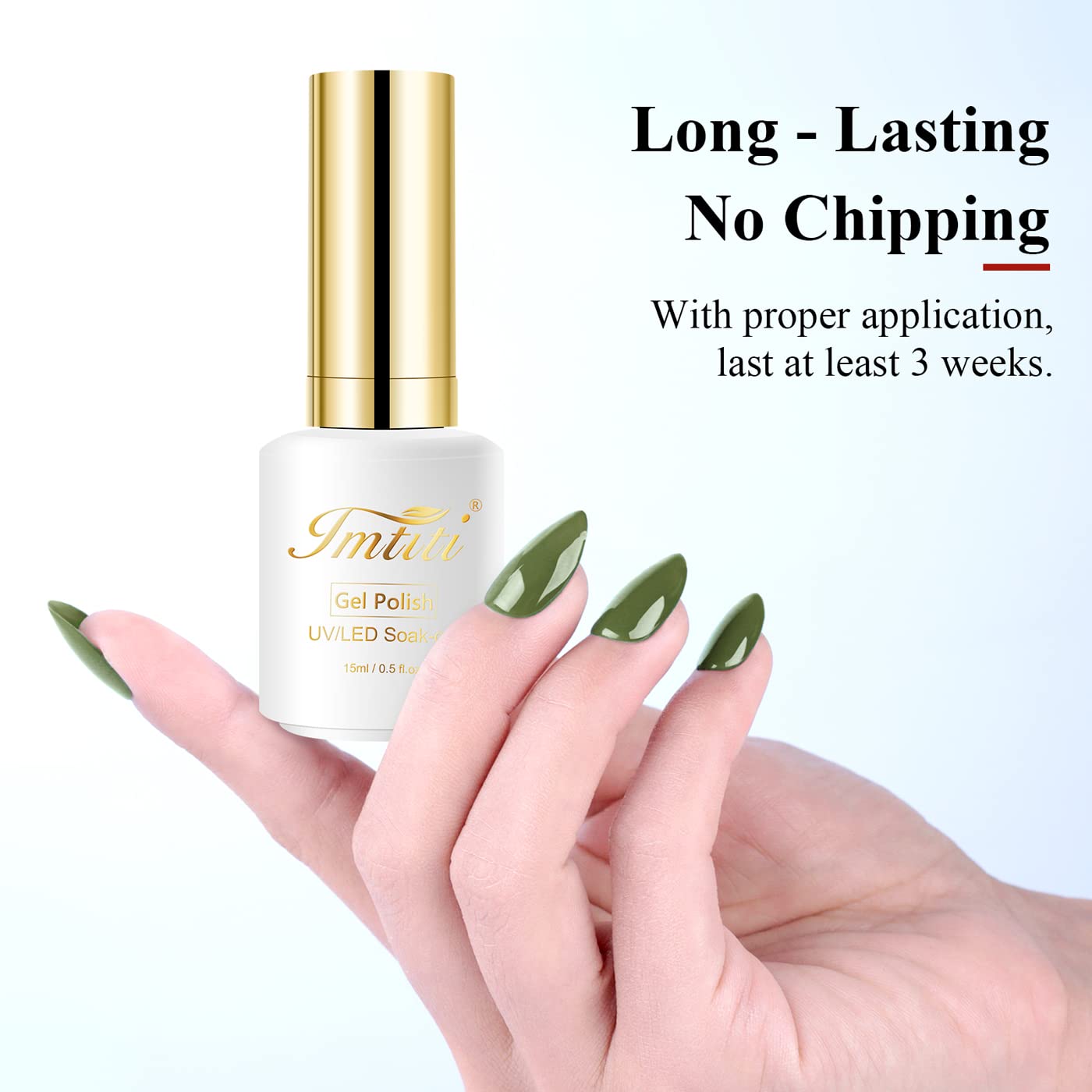 Imtiti Gel Nail Polish, 1 Pcs 0.5 Fl Oz Olive Green Color Gel Polish Soak Off LED U V Nail Gel Polish Nail Polish DIY Nail Art Starter Manicure Salon Gel Nail Kit for Women Girls