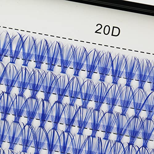 Bodermincer D Curl 240pcs 20D Lash Clusters Wispy Lashes Rose,Red,Blue,Black,Brown,Purple,Light Green,Dark Green Colors to Choose Lashes Cluster Eyelashes Eyelash Extension (16mm, Blue)