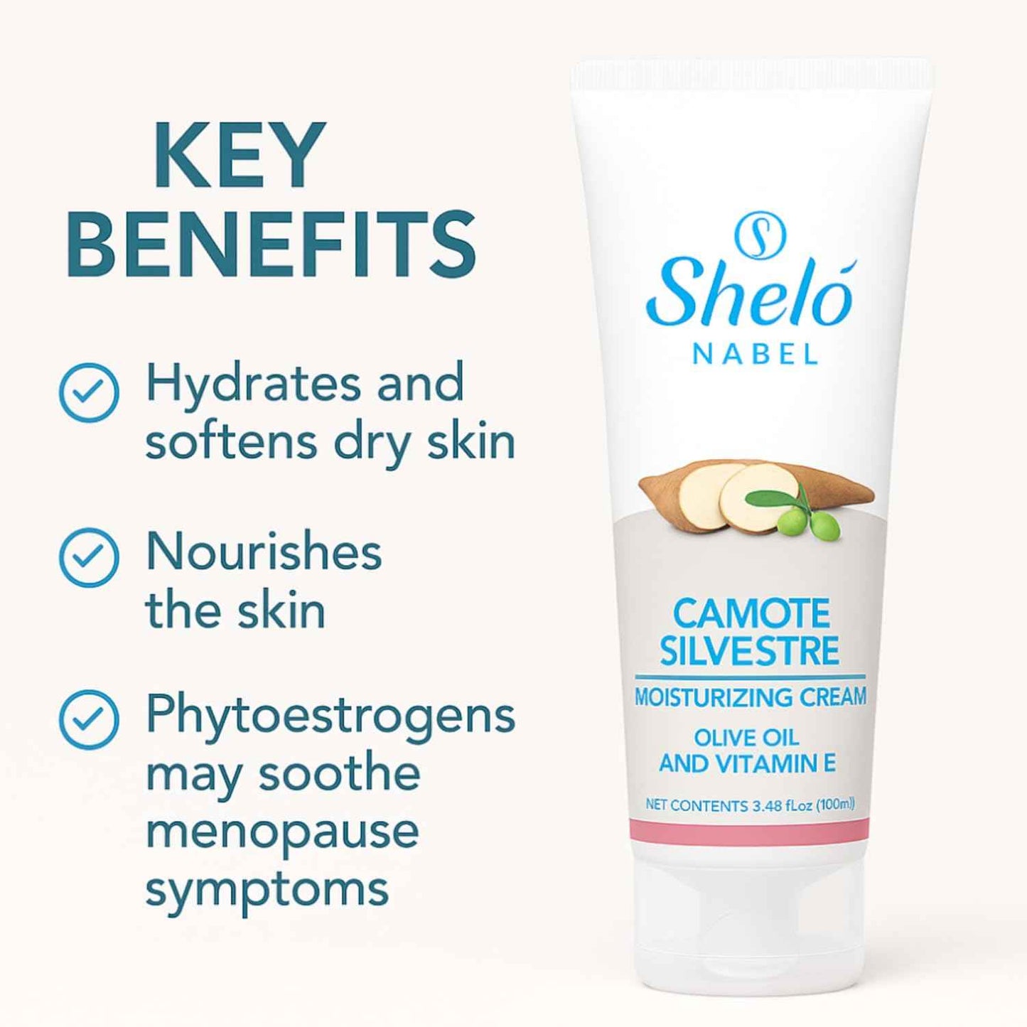 Sheló NABEL Camote Silvestre Moisturizing Cream Olive Oil and Vitamin E Shelo Nabel 3.38 fl oz