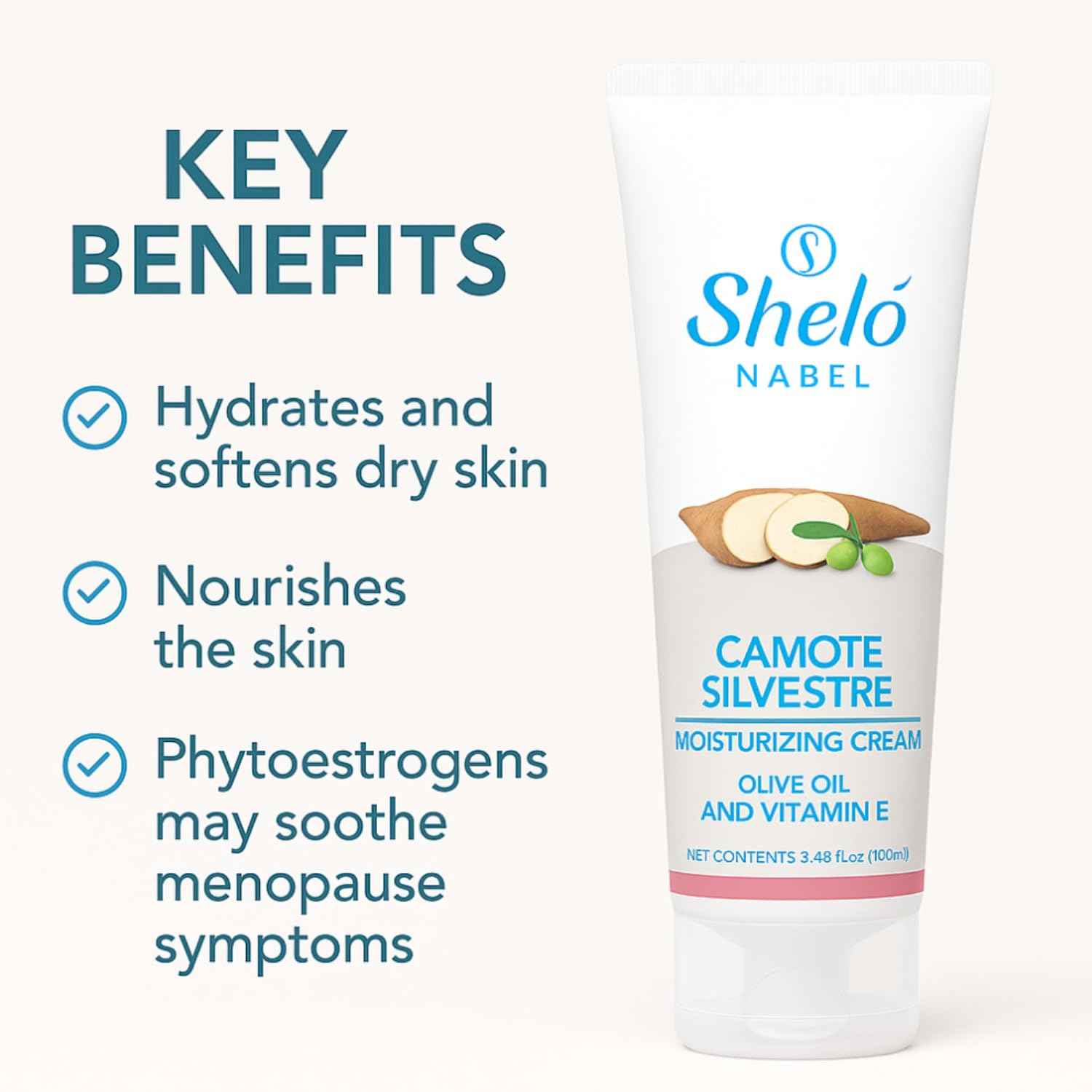 Sheló NABEL Camote Silvestre Moisturizing Cream Olive Oil and Vitamin E Shelo Nabel 3.38 fl oz