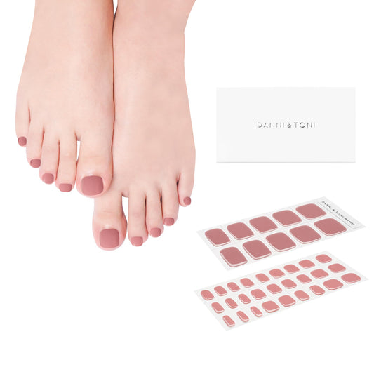 DANNI & TONI Semi Cured Gel Pedi Strips (Soft Blush) Nude Toenail Gel Nail Stickers Solid Color 37 Stickers