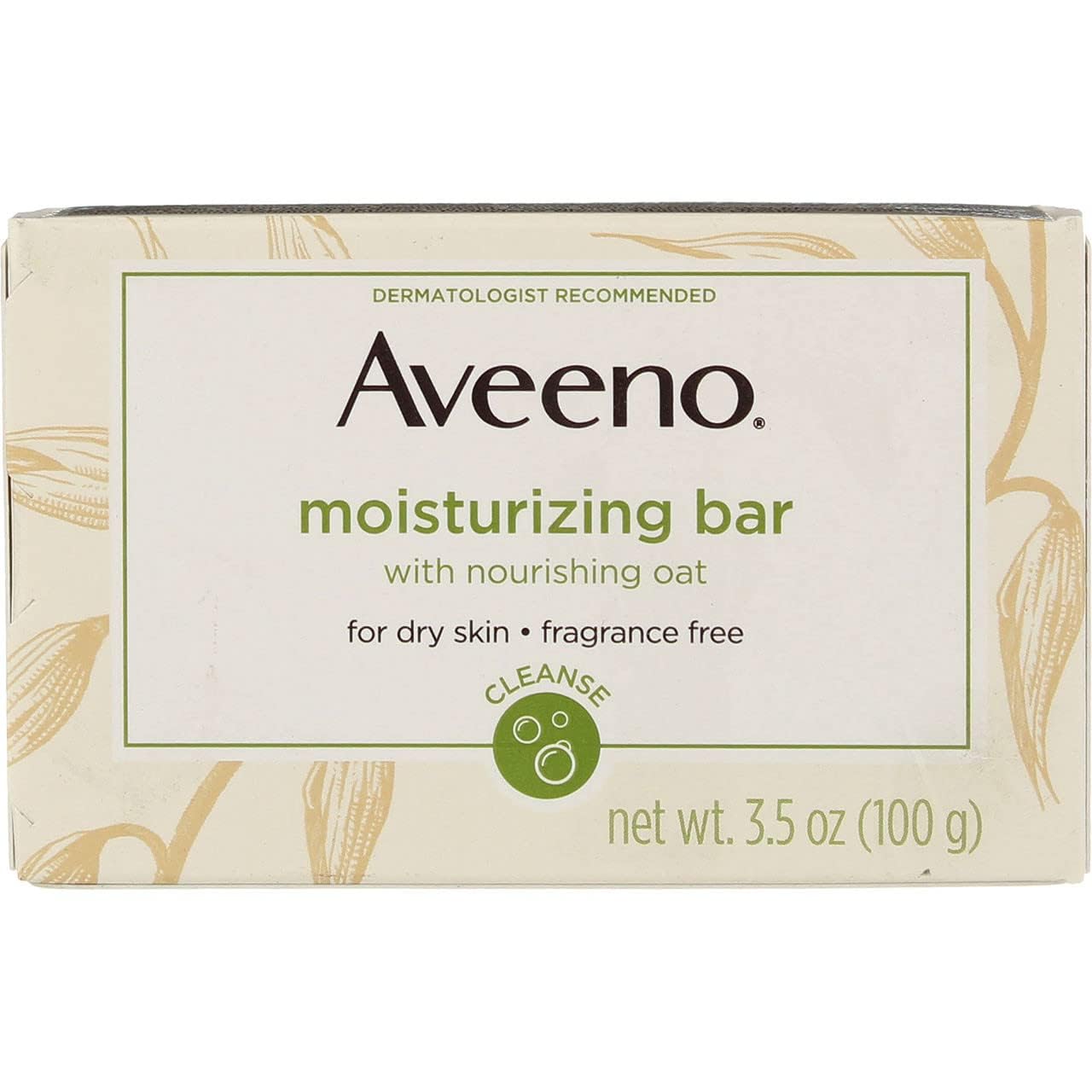 Aveeno Gentle Moisturizing Bar Facial Cleanser with Nourishing Oat for Dry Skin, Fragrance-free, Dye-Free, & Soap-Free, 3.5 oz (Pack of 4)