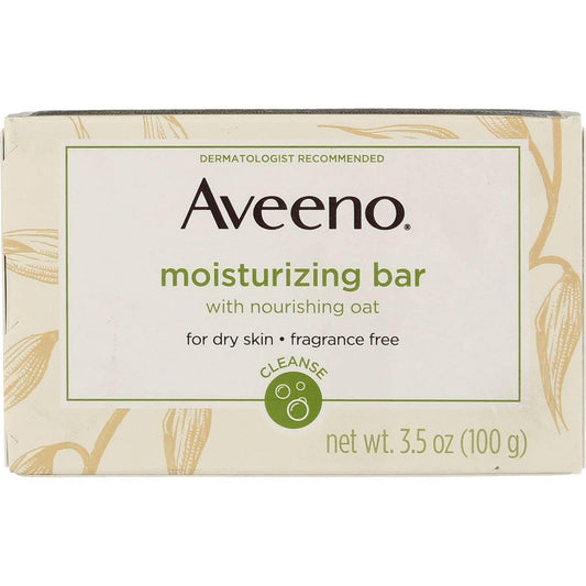 Aveeno Gentle Moisturizing Bar Facial Cleanser with Nourishing Oat for Dry Skin, Fragrance-free, Dye-Free, & Soap-Free, 3.5 oz (Pack of 4)