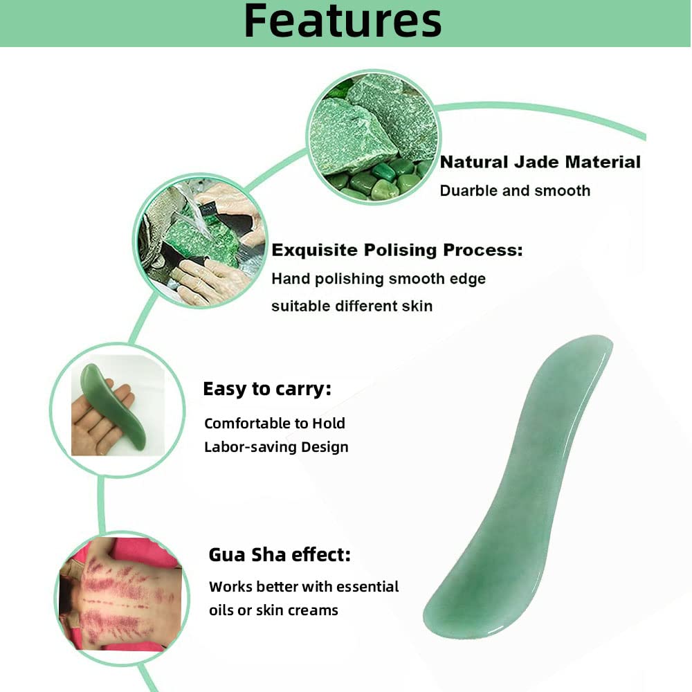 TOP SEWING Gua Sha Facials Tools for Back Massage Tools Board Natural Jade Stone for SPA Acupuncture Therapy Trigger Point Treatment