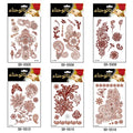 AHIER Temporary Tattoos for Women, 6 Sheets Henna Stickers, Waterproof Red Henna Tattoo Stickers for Women