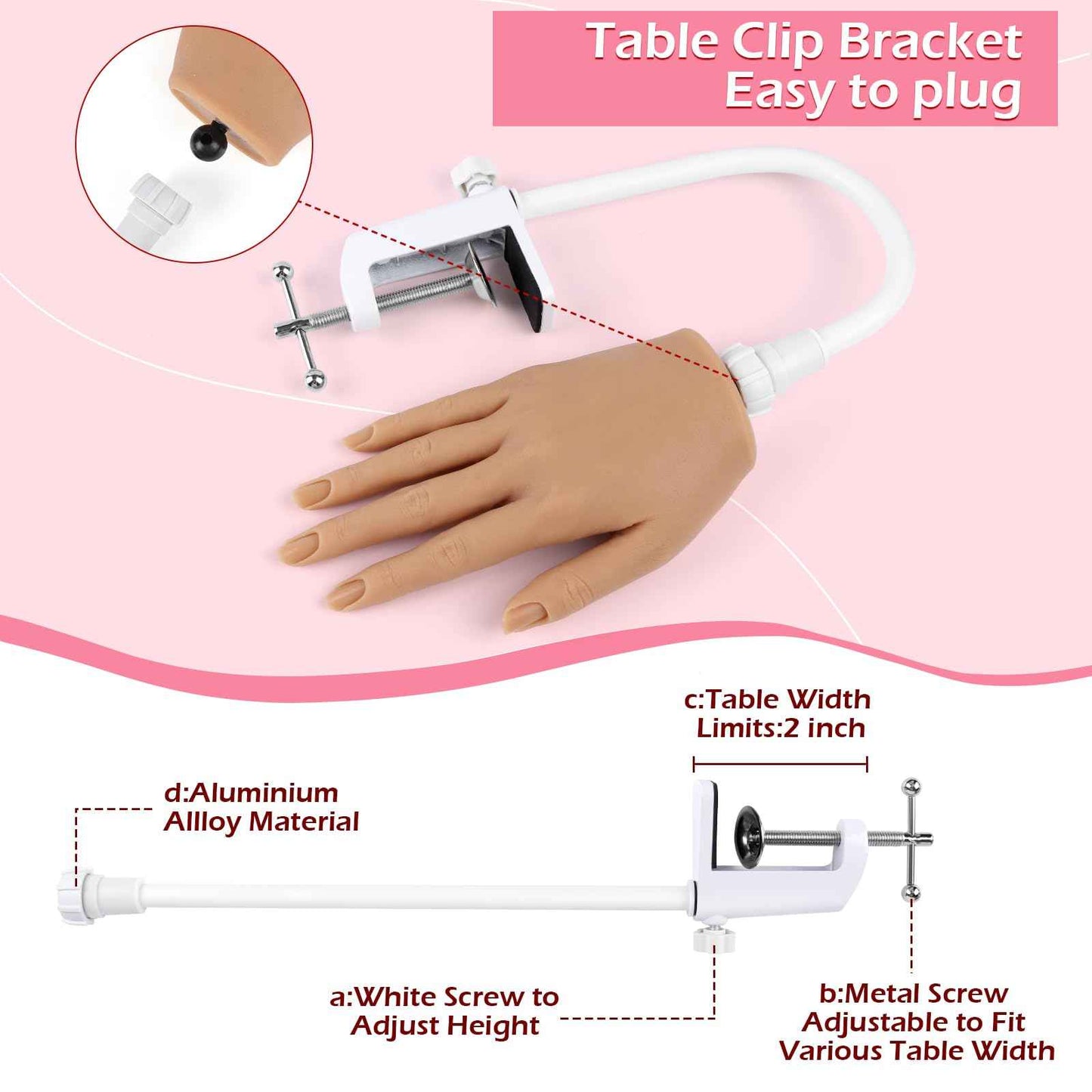 LIONVISON Practice Hand for Acrylic Nails, Silicone Nail Hand Practice, Flexible Fingers Fake Training Hand False Mannequin Hands for Nail Practice, Hand Model Kit for Nail Supplies Manicure Beginners