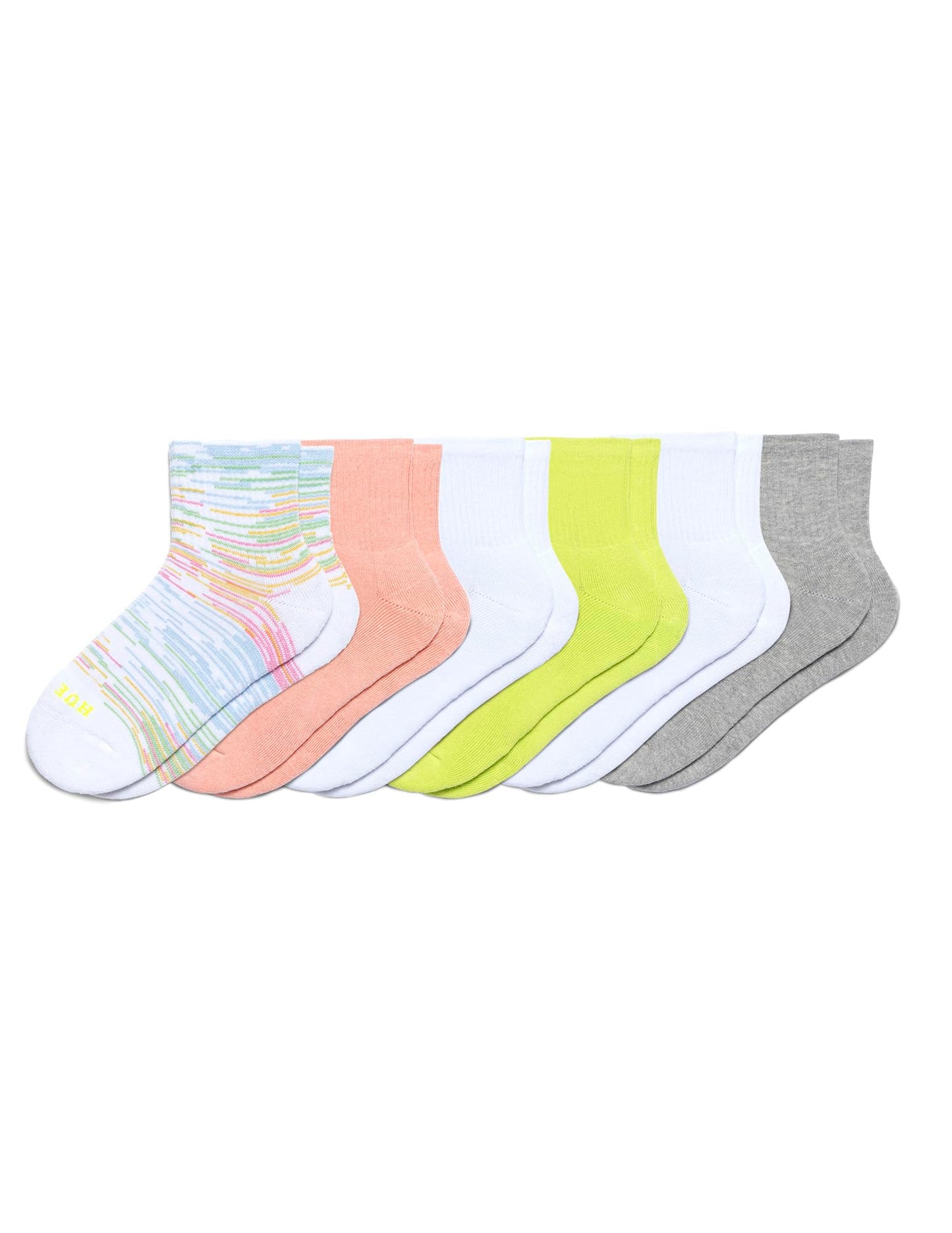 HUE Women's Mini Crew Sock, Rainbow-6 Pair Pack, One Size