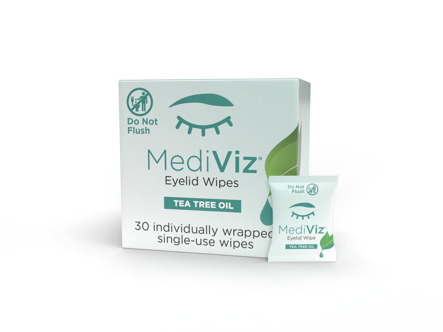 MediViz Tea Tree Eyelid Cleanser Wipes – 30 Single-Use Towelettes – Eyelash & Eyelid Wipes for Soothing Dry Eye Irritation, Demodex Removal & More