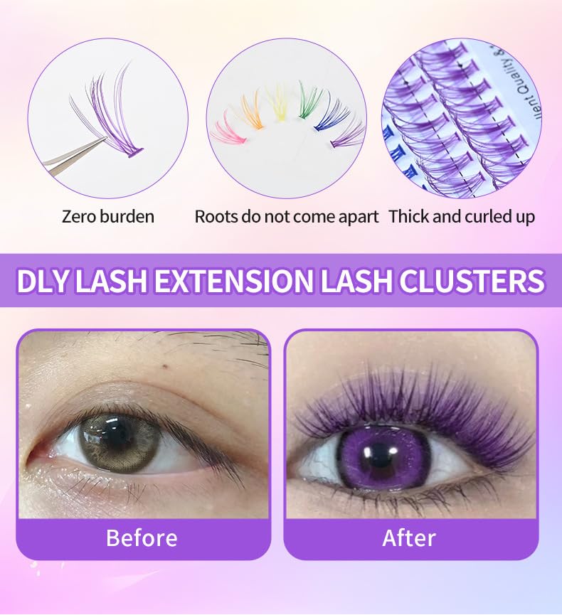 D Curl Colored Lash Clusters 20P 240 Pcs Faux Mink 14-16mm