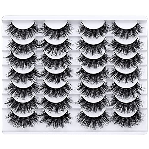 LANFLOWER 3D Faux Mink Lashes - 20mm Fluffy Volume, 14 Pairs