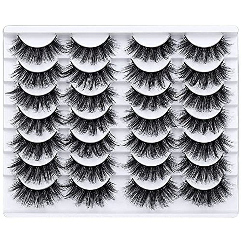 LANFLOWER 3D Faux Mink Eyelashes - 14 Pairs Fluffy Volume Lashes