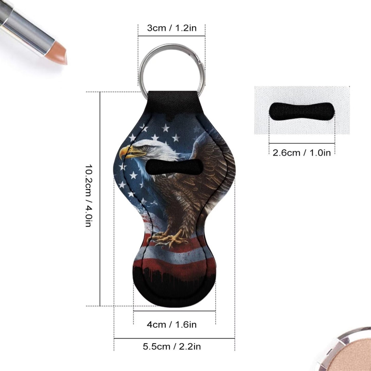 Hinthetall American Flag Eagle Chapstick Holder Lipstick Sleeve Pouch Lip Balm Portable Pocket Lip Gloss Tube Holder Stocking Stuffers Gift for Women Girls