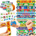 Cherisnowy 72PC Video Game Party Favors - 48 Tattoos & 24 Slap Bracelets