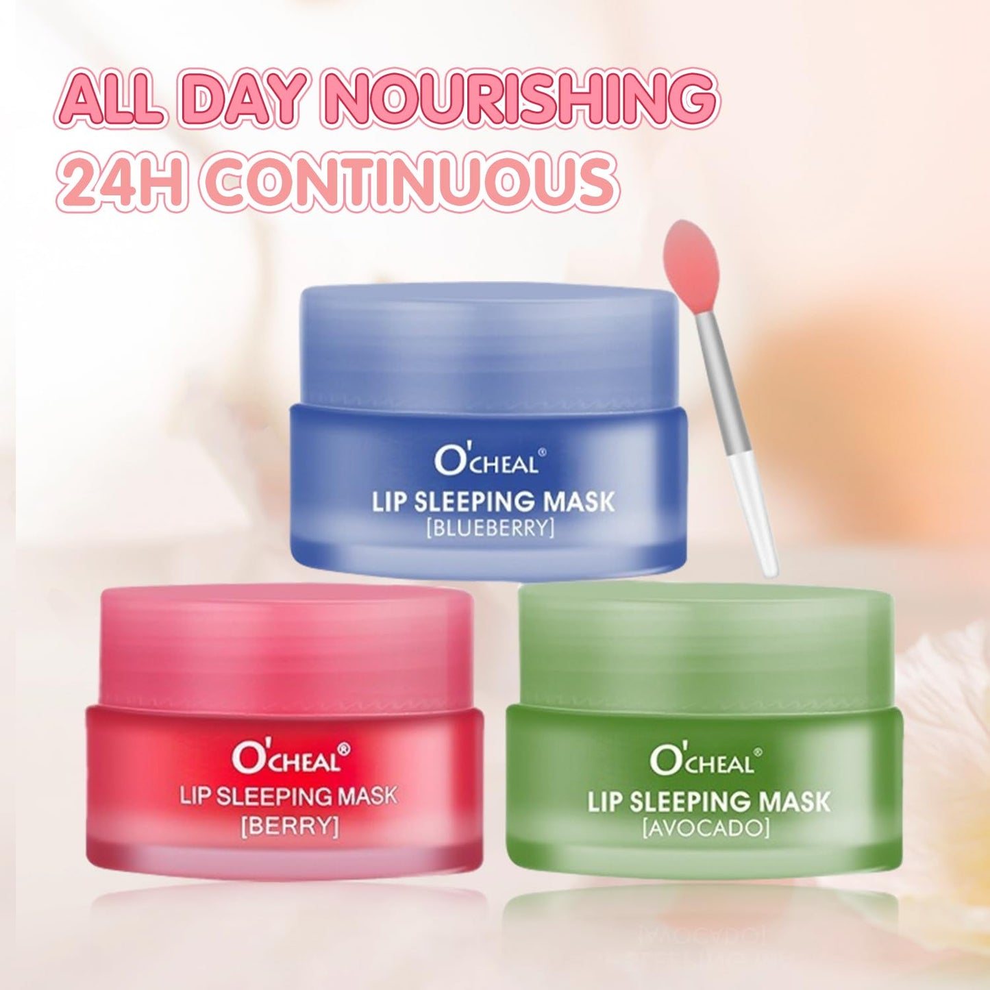 Lip Sleeping Mask Overnight Moisturizer Balm, Berry Lip Mask, Day and Night Repair Lip Balm for Improves Dryness Cracked, Moisturize Nourish Lip Scrubs Exfoliate Reduce Lip Lines (Avocado)