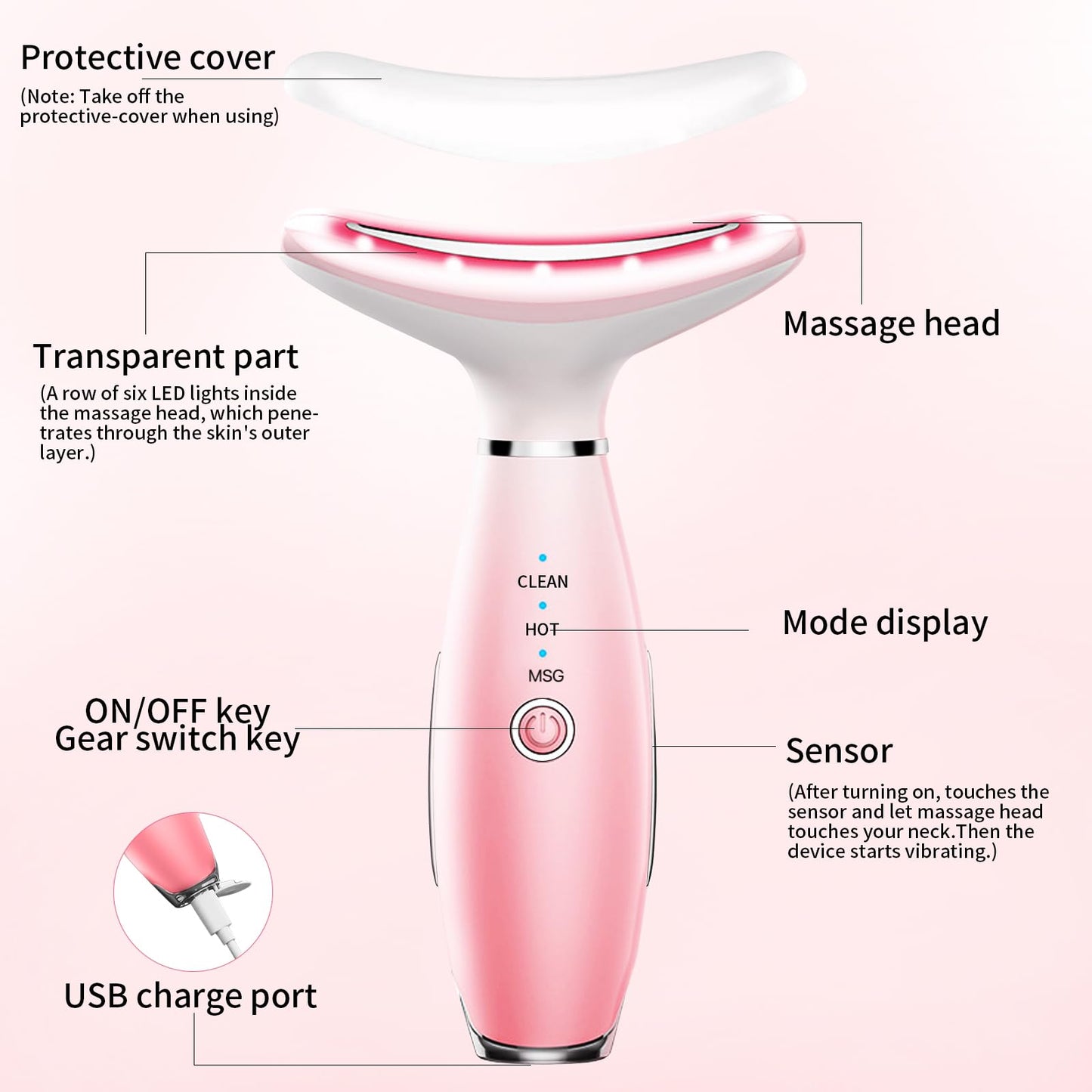 Face Neck Tool for Skin Care,3 in 1 Portable Face Neck Beauty Device for Skin Massager