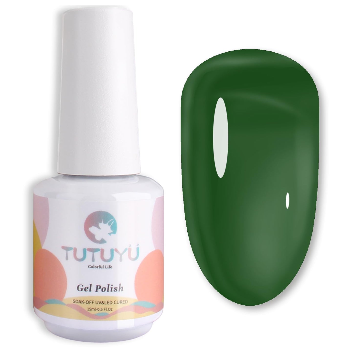 TUTUYU Jelly Emerald Green Gel Nail Polish,Sheer Dark Green Gel Polish for Manicure Salon or DIY Nail Art at Home,0.5 Fl Oz - GP0072