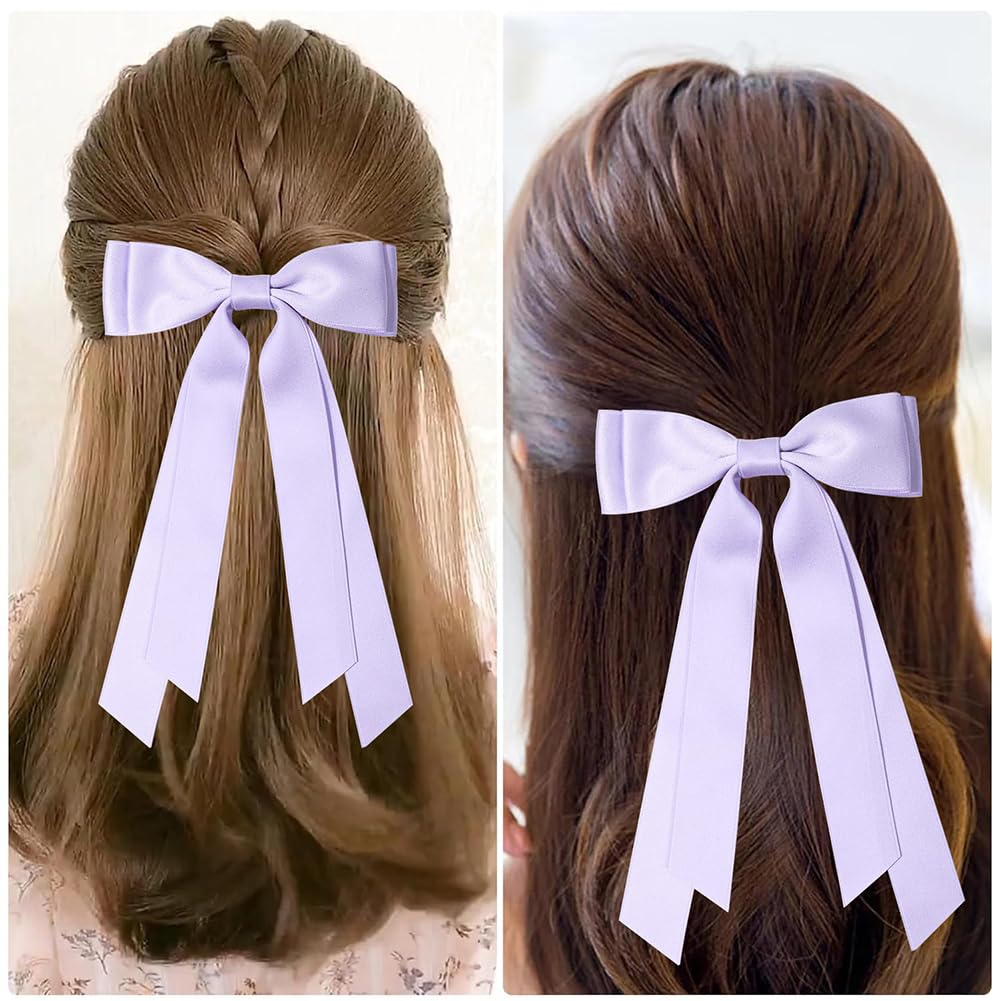 Ribbon Bow Hair Clips, 2Pcs Handmade Bows Barrettes Hair Bows Alligator Clips Ribbon Hair Accessories for Girls Toddlers Teens