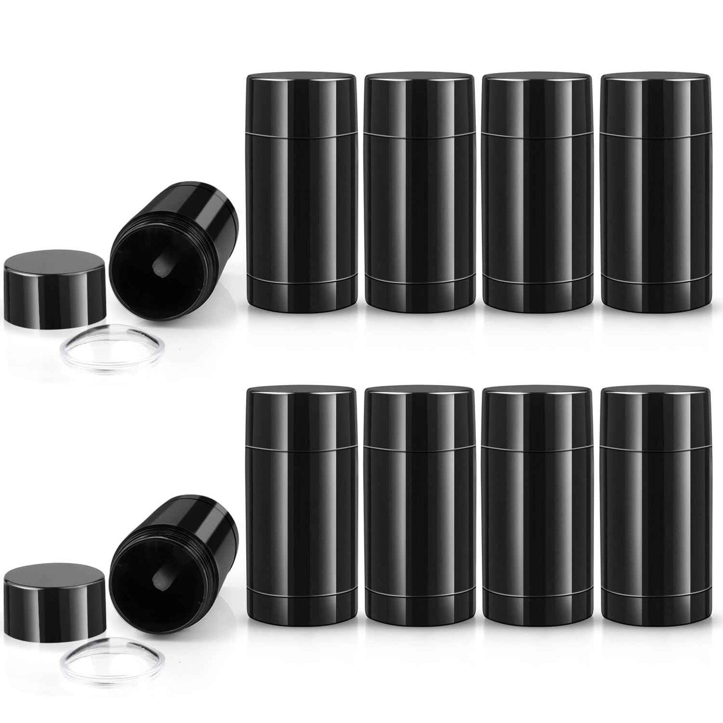 10 Pieces 30ml/1oz Black Deodorant Containers Plastic Bottom Filling Stick Deodorant Bottle Refillable Lip Balm Tube for Lipstick Crayon Chapstick DIY Cosmetic