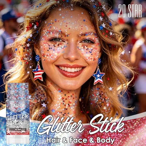 DAGEDA Red White Blue Glitter Stick for 4th of July Festivities