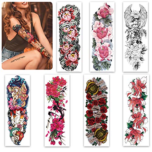 Aresvns Beautiful Spring Temporary Tattoo for Women and Girls (L19¡°xW7¡±),Full Arm Fake Tattoos Flowers for BBQ Pool Beach Party,Waterproof Temporary Tattoo Sleeves Christmas Gift