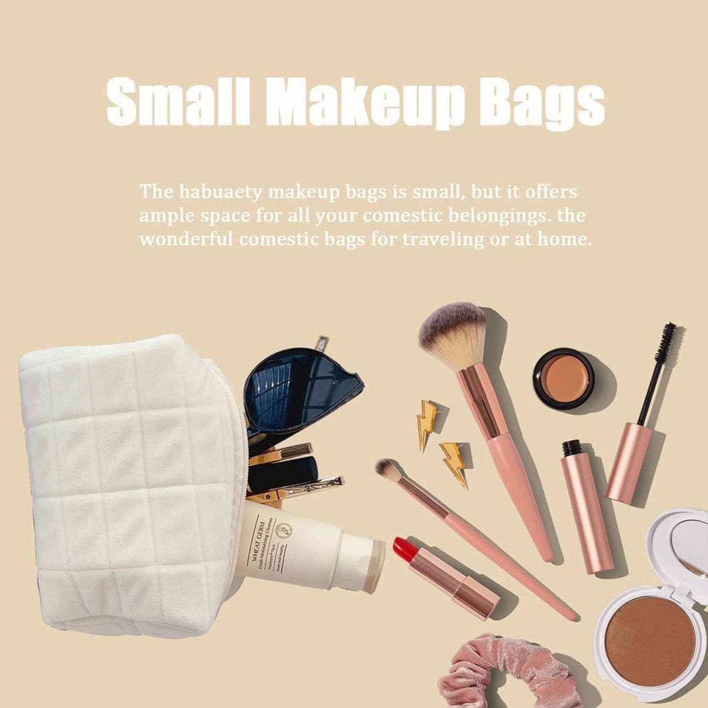 HABUAETY Makeup Cosmetic Bag Small Checkered Pouch Make Up Purse Bag Y2k Accessories