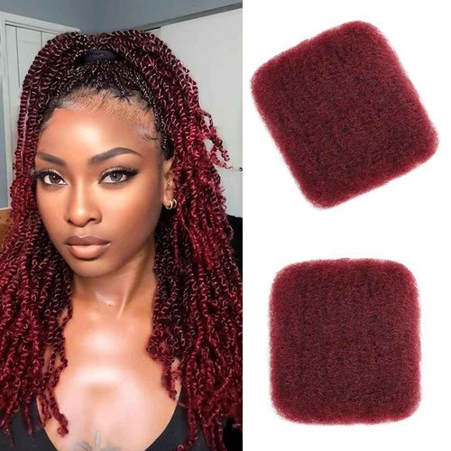 Afro Kinkys Bulk Human Hair for Dreadlocks Extensions and Locs Repair 1 Pack 50 Gram Afro Kinky Curly Human Hair Bulk for Twist (99J, 12 Inch)