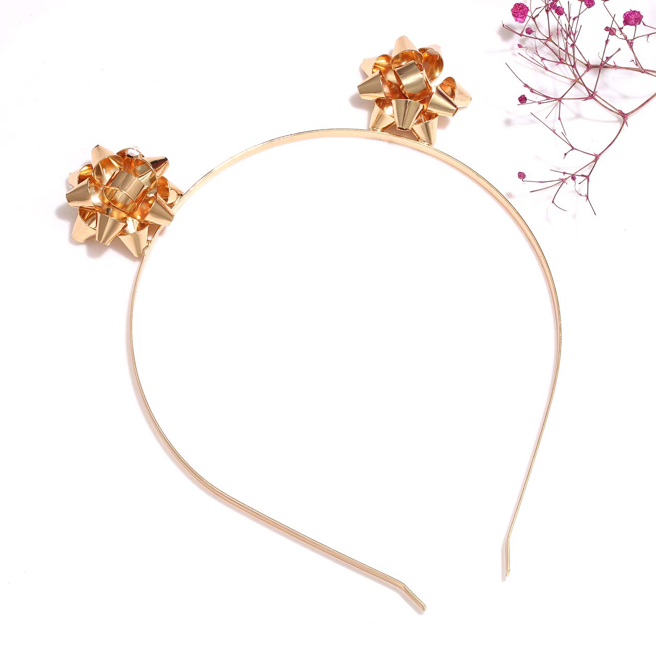 Christmas Headband for Women Xmas Cute Reindeer Antlers Snowflake Bow Metal Headwear Hair Hoops Bulk Funny Christmas Cosplay Party Favor Accessories for Girls Adults (gold christmas headbands)