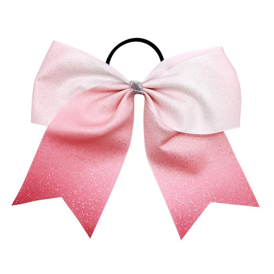 ZOONAI Shiny Cheerleading Bow Large Cheer Bow Elastic Hair Tie Big Hair Bow Ponytail Holder Hair Accessories for Women Teen Girls (Pink)