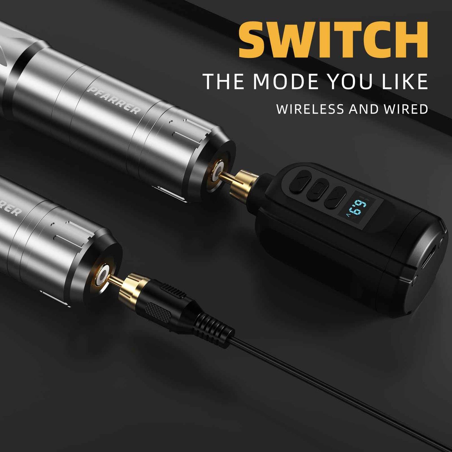 PFARRER Tattoo Gun Kit Wireless Tattoo Pen Machine with 2 Tattoo Batteries, 20 Tattoo Cartridge Needles,10 Tattoo Ink Color Set, Complete Tattoo Accessories EKP650-7