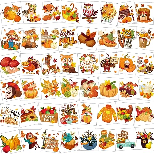 HOWAF 96 Pieces Fall Temporary Tattoos for Kids
