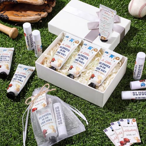 Baseball Baby Shower Party Favors – 50 Sets Hand Lotion & Lip Balm