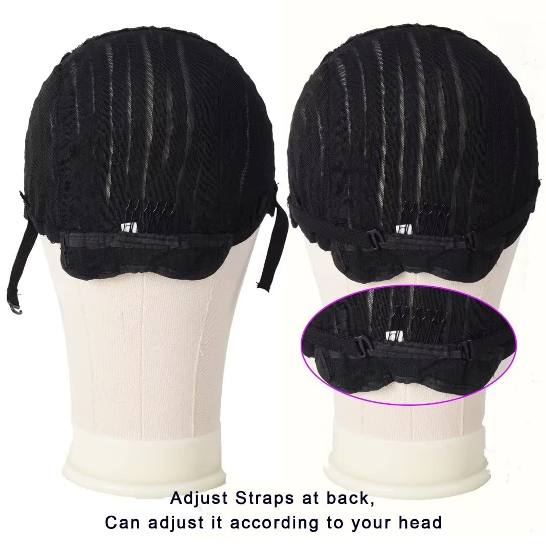 MsLoosily Cornrow Wig Cap For Crochet Braids Synthetic Braided Cap with Adjustable Straps Breathable Crochet Caps with 2 Combs Braided Wig Cap For Sew in,Braided Wig Cap for Black Women(2pcs,black)