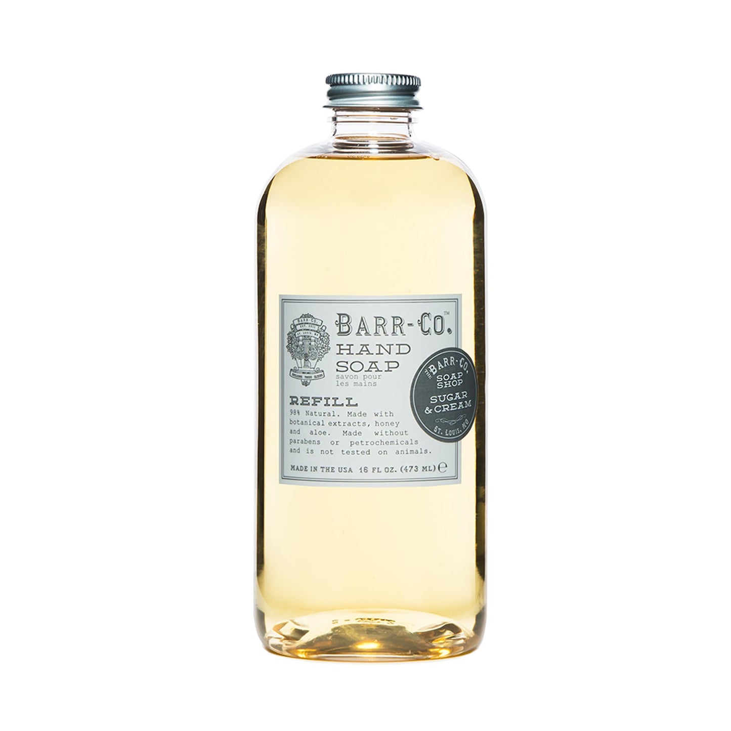 BARR-CO. Sugar & Cream Hand Soap Refill – Sweet Cream, Coconut & Sugar Scent, Natural Liquid Soap for Bathroom & Kitchen, Vegan, Moisturizing, 16 fl oz