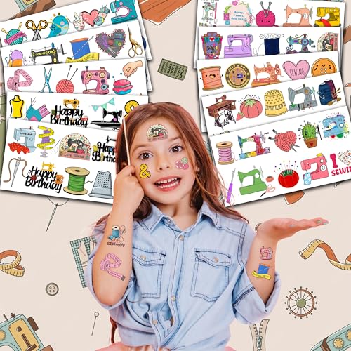 Sewing Machine Temporary Tattoos - 10 Sheets 100 PCS Party Favors