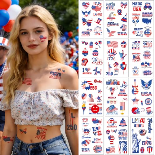 96PCS Patriotic Temporary Tattoos - 4th of July Party Favors