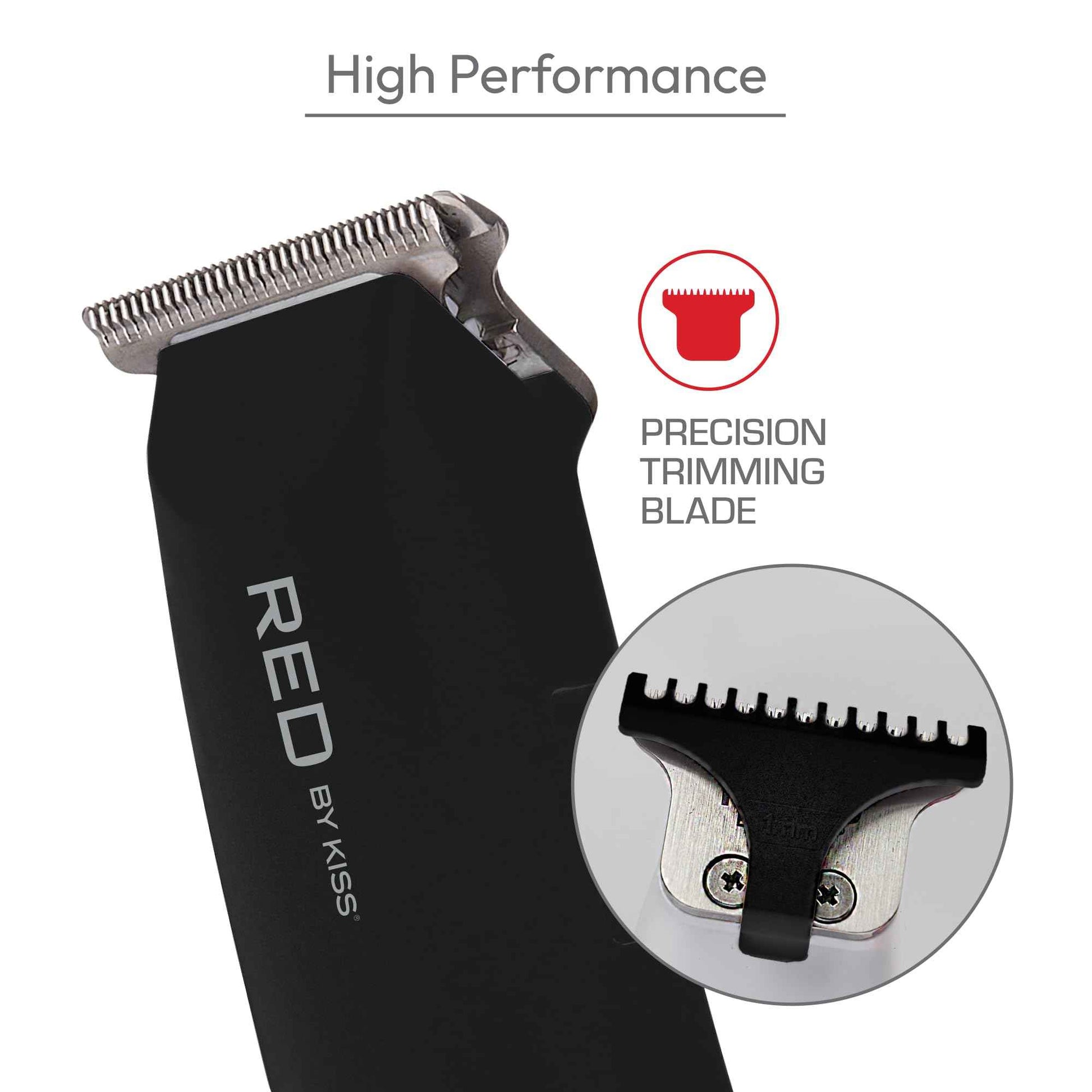 Red by Kiss Hair Clipper, Mini Cordless Hair Trimmer, Long Lasting Hair Cutting Kit, USB-C Rechargeable Haircut Beard Trimming Clippers for Men Women Kids, Portable Grooming Kit (Black)