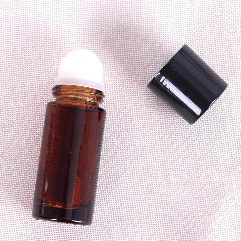 2Pcs 50ml Brown Glass Essential Oil Roller Bottles