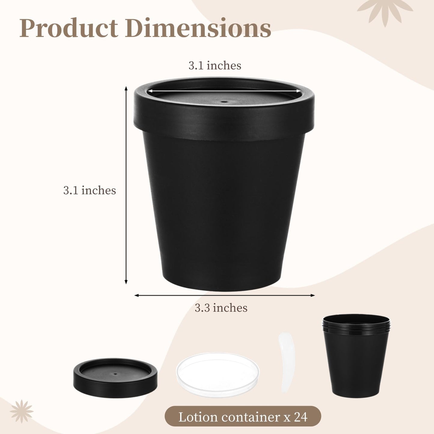 24PCS 7oz Pot Jars with Lids, Spoons for Homemade Lotion, Plastic Empty Containers for Sugar Scrub, Facial Mask Mixing Bowls, Body Lotion SPA