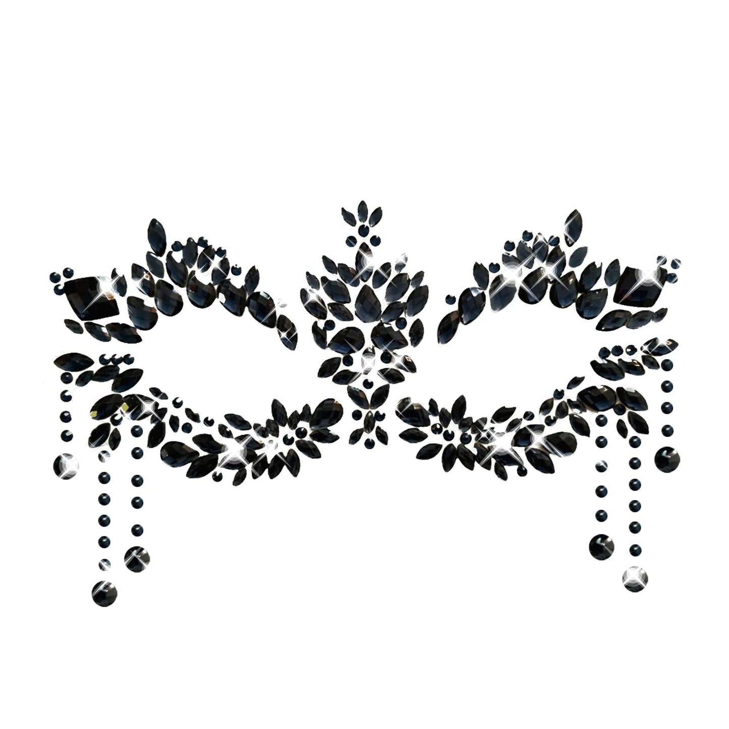 Neva Nude Prima Donna Black Masquerade Jewel Face Crystal Sticker - Face Gems for Carnivals, Halloween, Festivals, Raves, & Parties | Medical Grade Adhesive, Waterproof, & Sweatproof | Made in USA