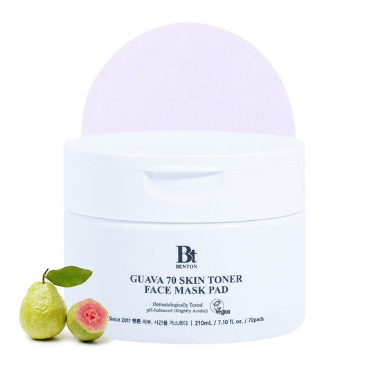 BENTON Guava 70 Skin Toner Face Mask Pad 70 Sheets - Skin Soothing and Moisturizing Effect for All Skin Types, Elastic Skin, Pore Care, Korean Skin Care