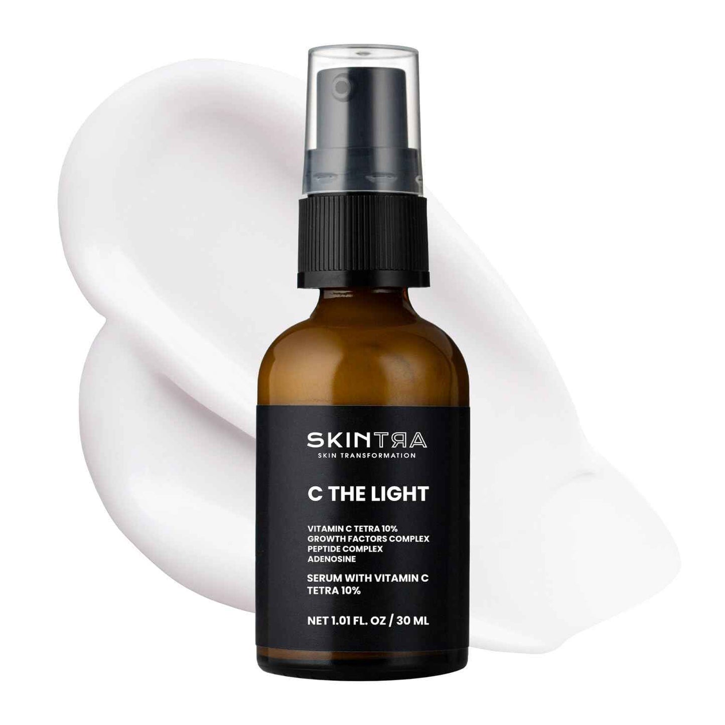 SkinTra - C The Light - 10% Stable Vitamin C Serum for Face, Neck, and Hands, Brightens & Firms Skin – Safe Vegan Formula Suitable for Sensitive Skin – 30 ml/Net 1.01 Fl. Oz