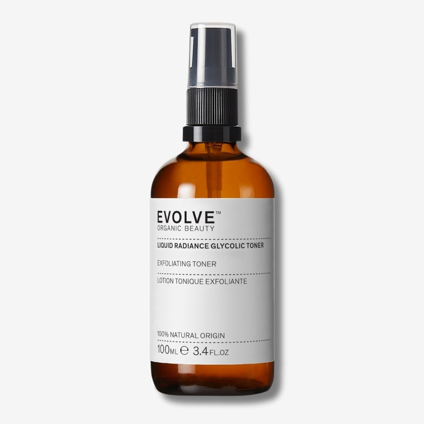 Evolve Organic Beauty - Liquid Radiance Glycolic Toner | Smoothe, Hydrate, Tone, Exfoliate | Malic + Citric Acid, Galactoarabian | Small-Batch, Vegan Clean Beauty (3.4 fl oz | 100 mL) Package May Vary