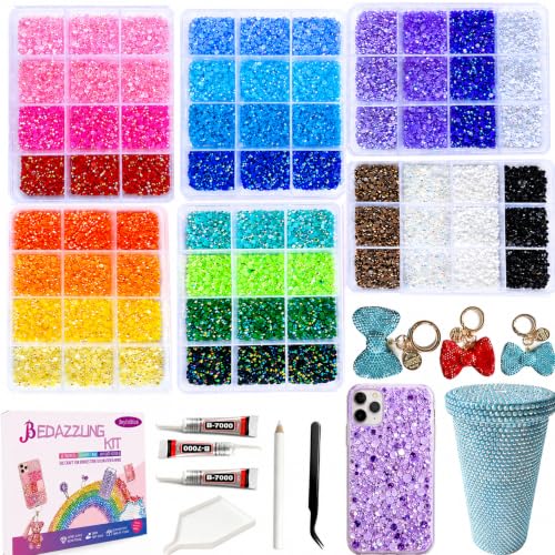 6 Boxes Rhinestone Kit - 56000pcs 3mm Flatback with Glue & Tools