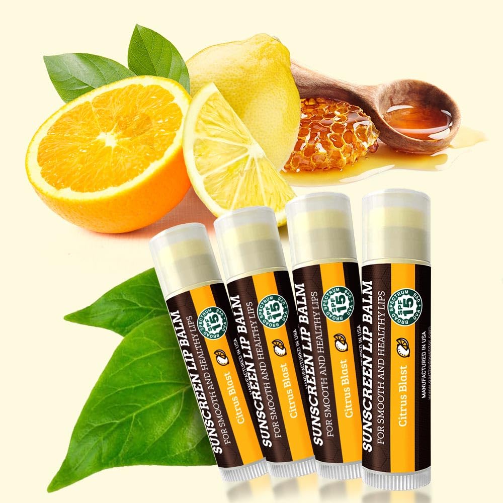 Earth's Daughter USDA Organic Lip Balm 6-Pack - Fruit Flavors, Beeswax, Coconut Oil, Vitamin E - Best Lip Repair Chapstick for Dry Cracked Lips - Moisturizing Lip Care