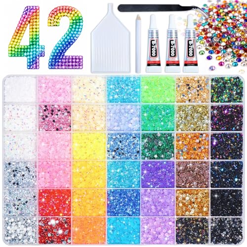 42 Colors Rhinestone Bedazzler Kit with B7000 Glue