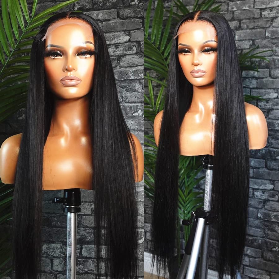 BEEOS Wear and Go 5x5 SKINLIKE Real HD Lace Closure Wig, Glueless 180% Density Pre Plucked Bleached Knots Ultra-thin Invisible HD Lace Wig Ready to Wear Straight Brazilian Huaman Hair 20 Inch