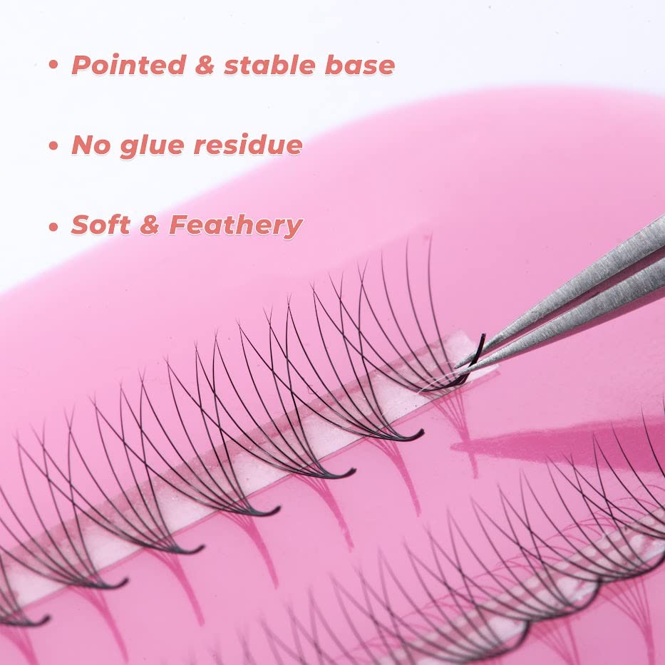 JINKGOLASH 500 Eyelash Extension Promade 4D to 16D Not Premade, Ultra Lash Fans 0.03/0.05/0.07mm Thickness, C D Curl Lashes, 8 - 16mm Length for Easy Volume Individual Eyelash Extensions Clusters DIY(12D-0.03-C (15mm))