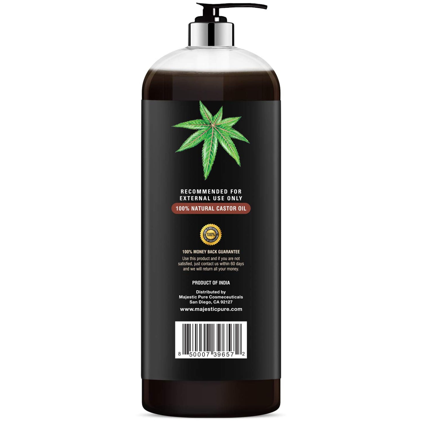 Majestic Pure Jamaican Black Castor Oil for Hair Growth & Natural Skin Care - Roasted & Cold-Pressed - Massage, Scalp, Hair and Nails - 16 fl oz