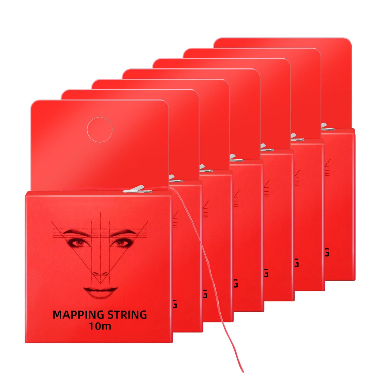 ATOMUS Eyebrow Mapping String 6pcs Pre-inked 10m(32ft) Microblading String for Brow Marking Measuring String for Eyebrow Makeup (Red)