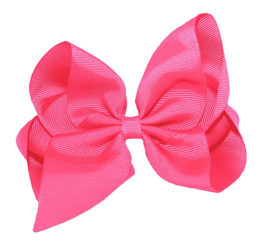 WD2U Girls 6" Classic Style Large Boutique Grosgrain Hair Bow Alligator Clip Neon Pink